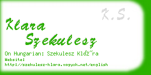 klara szekulesz business card